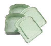 2 x Lunch Box, Sandwich Box, Stackable Airtight Lunch Box - BPA-Free & Odourless, Reusable & Durable, Space-saving & Portable - For School, Work, Camping, On the Go (Green)