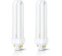 2 x Luxsa Lighting 18W CFL G24Q-3 4 Pin Compact Fluorescent Light 18W PLC Tube Bulbs 1210LM Energy Saving G24Q-3 Compact Fluorescent Lamp CFL Light Bulbs 4000K Cool White Double Turn 2U Tube
