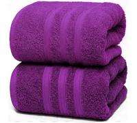 2 X Luxury Extra Large Big Jumbo Bath Sheets Premium 100% Egyptian Cotton -100 x 200 cm- High Absorbent Soft Hotel Spa Beach XL Bath Towels Set (Purple)