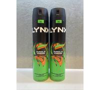 2 x Lynx Body Spray Jungle Fresh 48Hrs Protection Definition Fragrance 250ml
