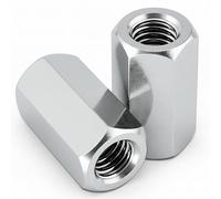 2 x M16 Hex Coupling Nuts - Threaded Rod Connector Studding Extension - BZP Steel Class 6 - DIN 6334