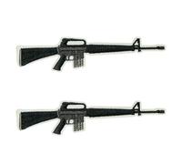 2 x M16 / M16A1 Rifle Embroidered Patch - 10cm x 3.5cm Vietnam-Era US Army Gun Iron-On Badge for Jackets, Military Gear, Tactical Bags & Collectors - Black Rifle Patch Set