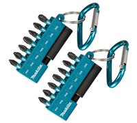 2 x Makita 8 Piece Black Screwdriver Impact Rated Bit Set Pozi PZ2 1 3+ Key Ring