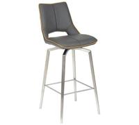 2 x Mako Grey Leather Effect Swivel Bar Stool