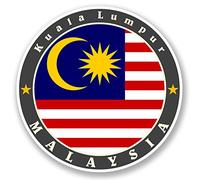 2 x Malaysia Vinyl Stickers Bike Laptop Travel Luggage Map Flag Fun #5634 (10cm x 10cm)