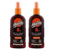 2 x Malibu Sun Dry Oil Spray SPF 8 Low Protection Water Resistant 200ml