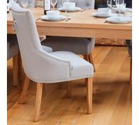 2 x Martin Oak Accent Grey Fabric Dining Chair