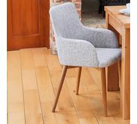 2 x Martin Oak Light Grey Fabric Dining Chair