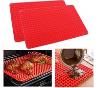 2 x MarysDe@lz Diamond Chef Silicone mat Oven mat Silicone Pyramid Baking Mat Cooking Pan Value 2 Pack Non-Stick Healthy Food Grade Fat Reducing Sheet for Oven Grilling BBQ Indoor - Pack of 2