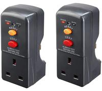 2 x Masterplug Single Socket RCD Safety Adaptor, 112 x 72.3 x 50.5 mm, Black