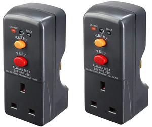 2 x Masterplug Single Socket RCD Safety Adaptor, 112 x 72.3 x 50.5 mm, Black