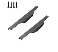 KAIISSA Matte Black Finger Edge Pull, Cabinet Handles Concealed & Invisible Furniture Strip Pull for Home Kitchen Door Drawer (300 mm)