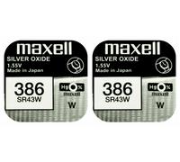 2 X Maxell 386 Watch Battery Mercury Free Silver Oxide SR43W 1.55V