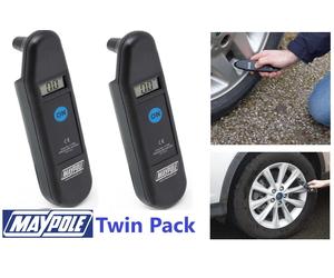 2 x Maypole MP7925 Car Digital Tyre Pressure Gauge - Twin Pack
