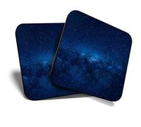 2 x MDF Coasters - Dark Blue Night Sky Space Milky Way Galaxy Clouds - Kitchen New Home Gift #15521