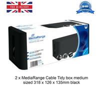 2 x MediaRange Cable Tidy Box Plastic Electric Wire Medium Sized Storage Case