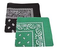 2 x Men's/Women's Paisley Pattern Bandana Head/Neck Scarf 100% Cotton (black and white)