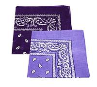 2 x Men's/Women's Paisley Pattern Bandana Head/Neck Scarf 100% Cotton (lilac and purple)