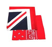 2 x Men's/Women's Paisley Pattern Bandana Head/Neck Scarf 100% Cotton (Union Jack & Red)
