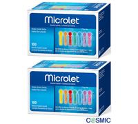 2 X Microlet Silicone Coated Colour Coded Lancets 100 Blood Glucose Testing