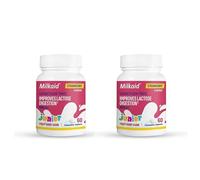 2 X Milkaid Junior Lactase Enzyme Chewable Tablets for Lactose Intolerance Relief, Prevents Gas, Bloating & Diarrhoea, Fast Acting Dairy Digestive Supplement, Gluten Free & Vegan, 120 Count