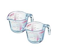 2 x Mini Glass Measuring Jug 0.25L 250ml - Classic Kitchen Prep Measurement Jug - Food Prep Cooking Baking - Heavy Duty Sauce Jug