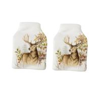 2 x Mini Hot Water Bottles - Reusable Hand Bend Gel Warmers - Instant Hand/Glove/Sock/Pocket Warmers for Cold Days - AUTUMN STAG Design - 11.5 cm