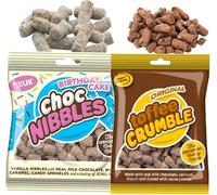 2 x Mixed Birthday Cake Choc Nibbles & Original Toffee Crumble Sweet Bag 150g