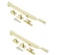 2 x Modern Contemporary Design Lockable Casement Window Stay 10" 250mm Polished Brass