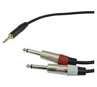 2 x Mono " Jack to 3.5mm Stereo Jack Cable Black - 1.5M