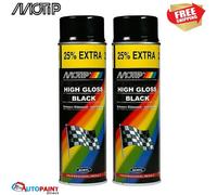 2 x Motip High Gloss Black Acrylic Lacquer Car Spray Paint Coating Metal500ml SO