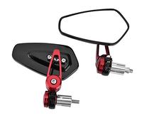 2 x Motorcycle Handlebar Mirrors 7/8 Inch 22 mm Aluminium Alloy Universal 360 Degree Wide Angle Adjustable Side Mirror (Red)