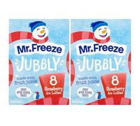 2 x Mr Freeze Jubbly Strawberry Ice Lollies, Made with Fruit Juice, 8 Pack, 62ml Each
