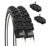 2 x MTB Tyres 26 x 1.90 (50-559) + American Inner Tubes Tapered Tyres Mountain Bike 26 Inch Adult City Bike