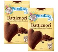 2 X Mulino Bianco Batticuori Cocoa & Dark Chocolate Italian Cookies - 350g