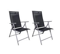 2 x Multi Position High Back Reclining Garden / Outdoor Folding Chair in Black and Silver Samuel Alexander Grey One Size