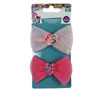 2 x My Little Pony Glitter Net Bow Hair Clips Grips (Light & Dark Pink)