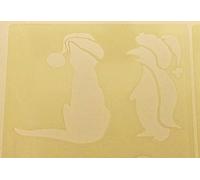 2 x Mylar Plastic Stencils with Baby Reindeer and cat with Santa Hats on Reusable Christmas for Craft