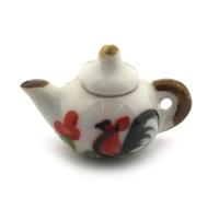2 x MyTinyWorld Dolls House Handmade Cockerel Motif Ceramic Teapots