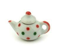 2 x MyTinyWorld Dolls House Miniature Dotty Design Ceramic Teapots