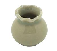 2 x MyTinyWorld Dolls House Miniature Handmade Tall Ceramic Green Fluted Vases