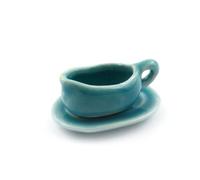 2 x MyTinyWorld Dolls House Miniature Very Fine Aquamarine Ceramic Gravy Boat/Jugs