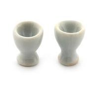 2 x MyTinyWorld Pair Of Dolls House Miniature White Glazed Ceramic Egg Cups