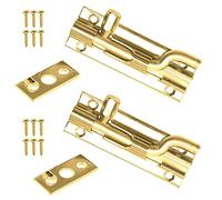 2 x Necked Barrel Door Bolt in Brass 100mm (4")
