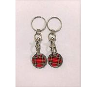 2 X NEW SHAPE 12 Edge Sided Trolley Token £1 Coin Pound Shopping Key Ring Clasp Supermarket Locker (Scottish Tartan)