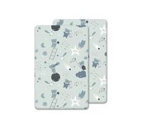 2 x Next to Me Compatible Crib Fitted Sheets (85 x 51 cm) - 100% Cotton, Soft & Comfy, Antiallergic & Breathable (Grey Teddy & Moon, 85 x 51 cm)