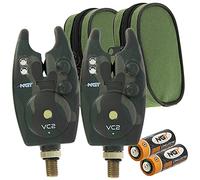 2 x NGT Waterproof Carp Fishing VC2 Bite Alarm with Volume + Tone Control and Battery