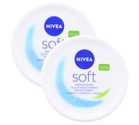 2 x NIVEA Soft Refreshing Moisturising Cream 375 ml 48h Face Body Hands