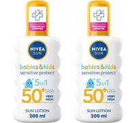 NIVEA SUN Kids Protect & Sensitive Spray (200ml) Sunscreen Spray with SPF 50+, Kids Suncream for Sensitive Skin, Immediately Protects Against Sun Expo