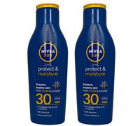 2 X Nivea Sun Protect and Moisture Sun Lotion 200ml SPF30 Water Resistant